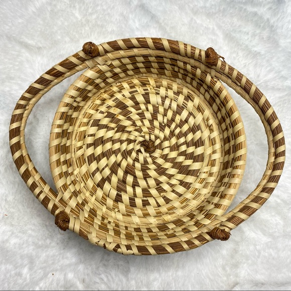 Vintage Oval Boho Coil Wicker Basket Wall Art